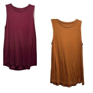 A New Day Pre-Owned Tank Tops in Rust Brown & Maroon Red Soft Rayon TWO Sm